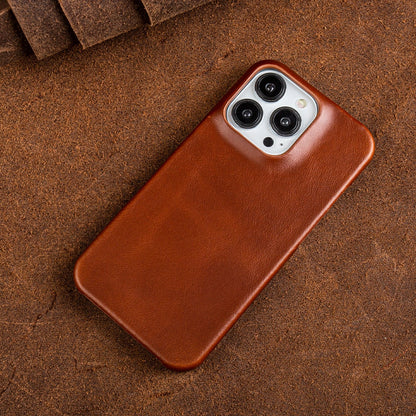 Lederen iPhone Hoesje met Olie-Wasafwerking | Premium Bescherming & MagSafe Compatibel voor iPhone 13-16 | Elegante Schokbestendige Hoes