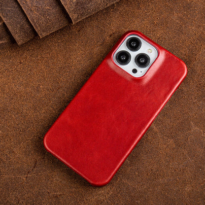 Lederen iPhone Hoesje met Olie-Wasafwerking | Premium Bescherming & MagSafe Compatibel voor iPhone 13-16 | Elegante Schokbestendige Hoes