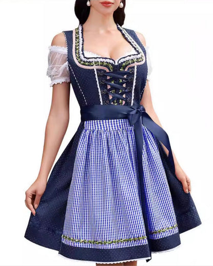 Dames Dirndljurk Oktoberfest Pofmouwen Feestelijke Zomerjurk