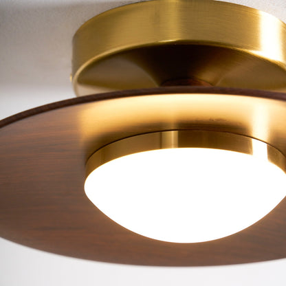 Plafondlamp Houtlook Goud LED Rond 24cm Modern Design