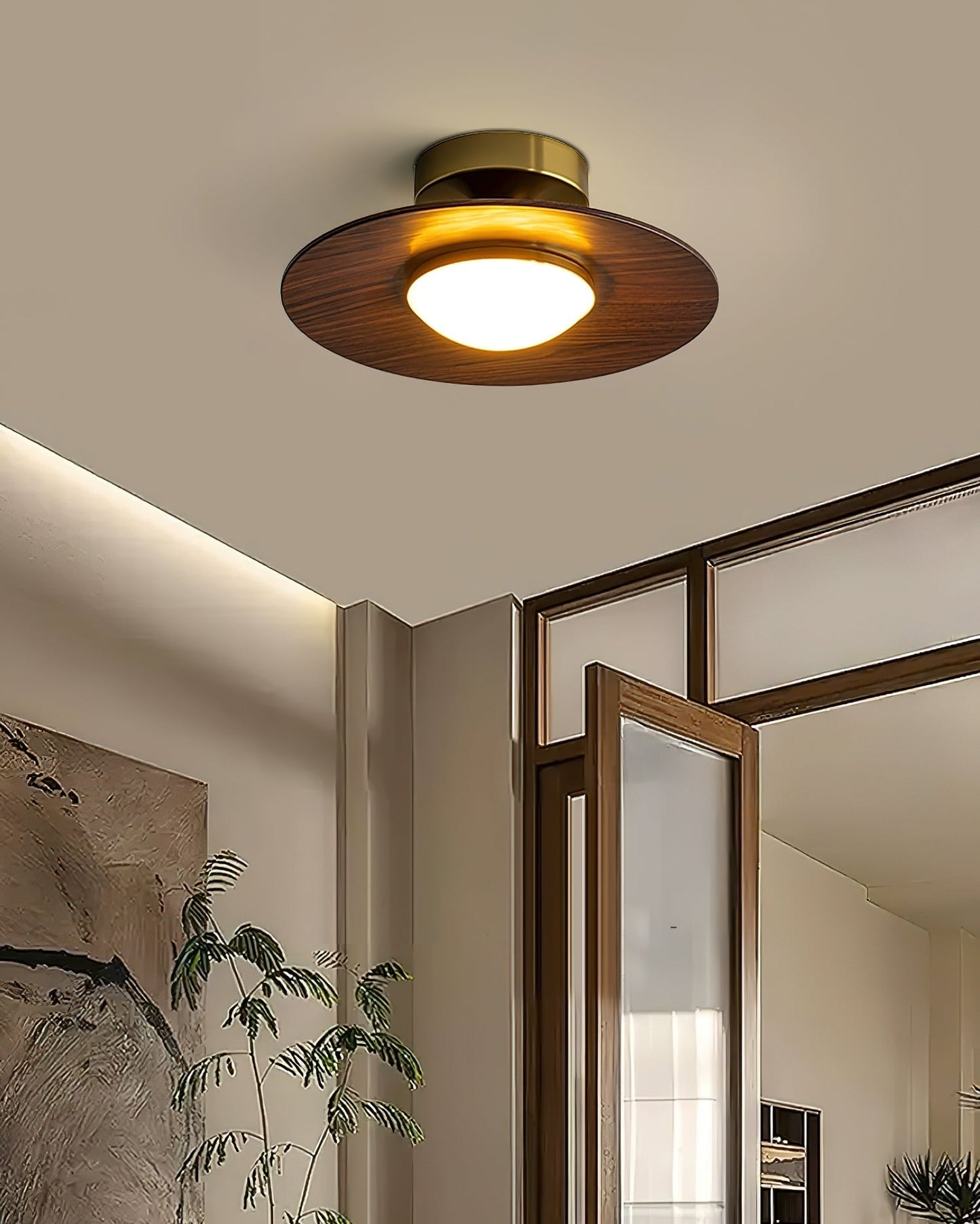 Moderne Plafondlamp met Metaal en Houtaccent – LED Lamp voor Keuken & Woonruimte