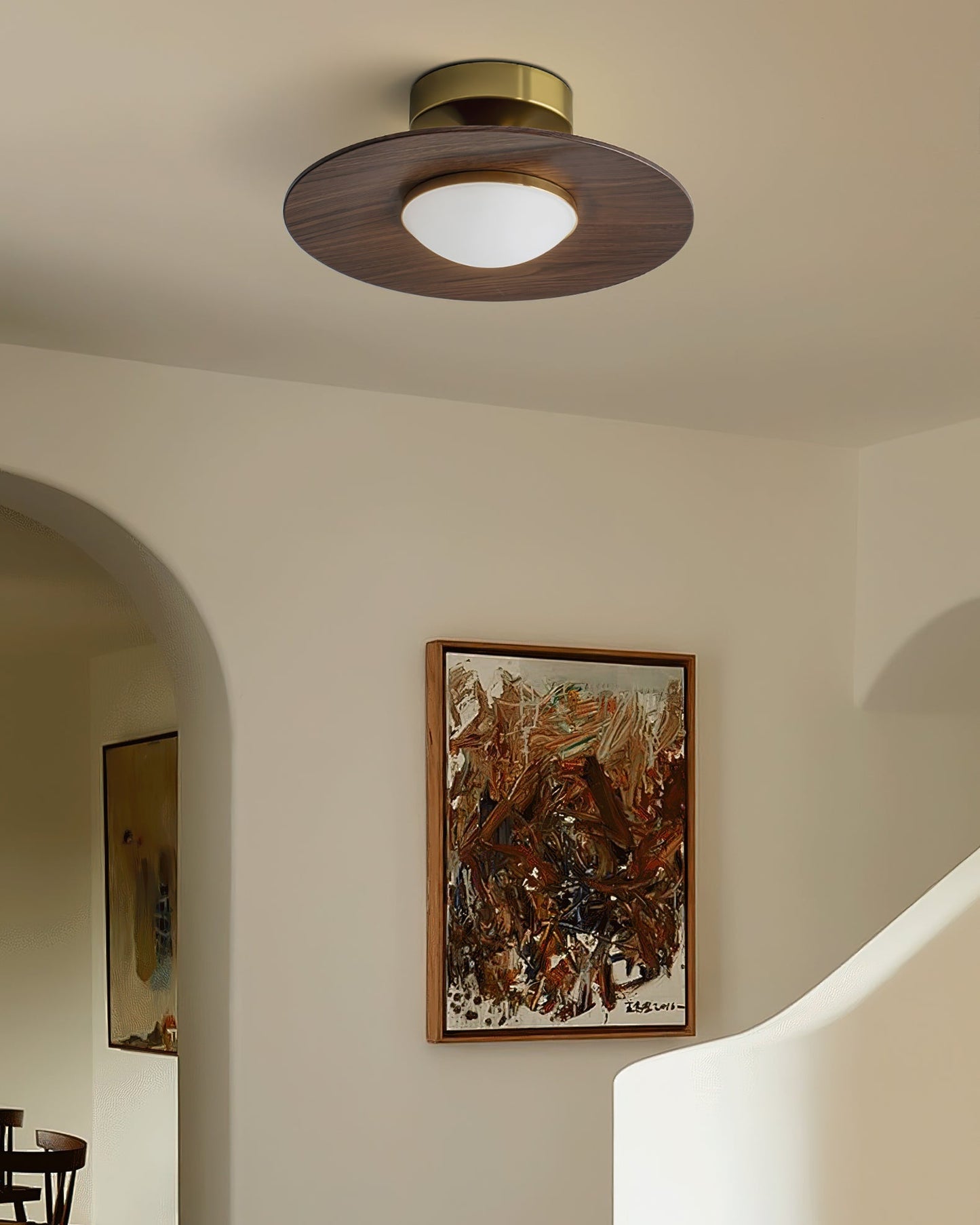 Moderne Plafondlamp met Metaal en Houtaccent – LED Lamp voor Keuken & Woonruimte