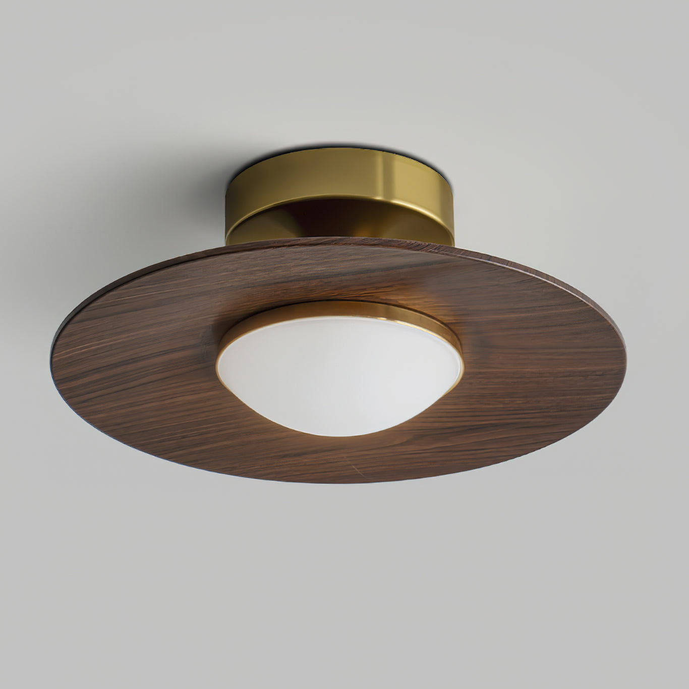 Plafondlamp Houtlook Goud LED Rond 24cm Modern Design