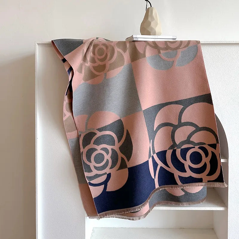 Olivia | Dames Sjaal - Omkeerbaar Bloemenpatroon, Luxe Stoffenmix 1