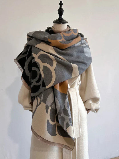 Olivia | Dames Sjaal - Omkeerbaar Bloemenpatroon, Luxe Stoffenmix 4