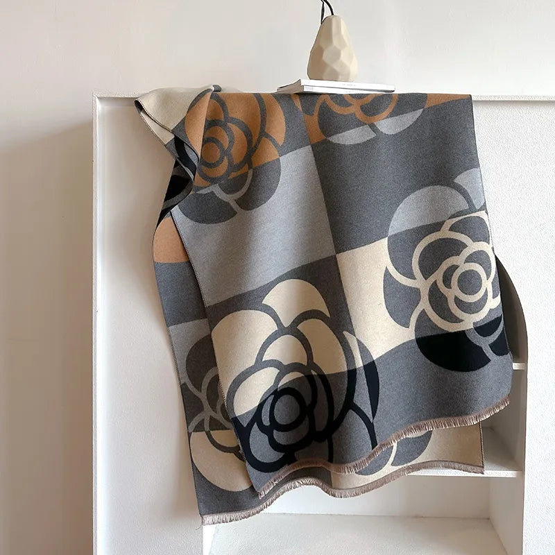 Olivia | Dames Sjaal - Omkeerbaar Bloemenpatroon, Luxe Stoffenmix 5