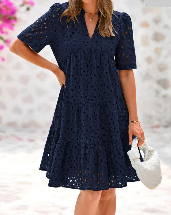 Olivia | Elegante zomerjurk met kanten ruches 2