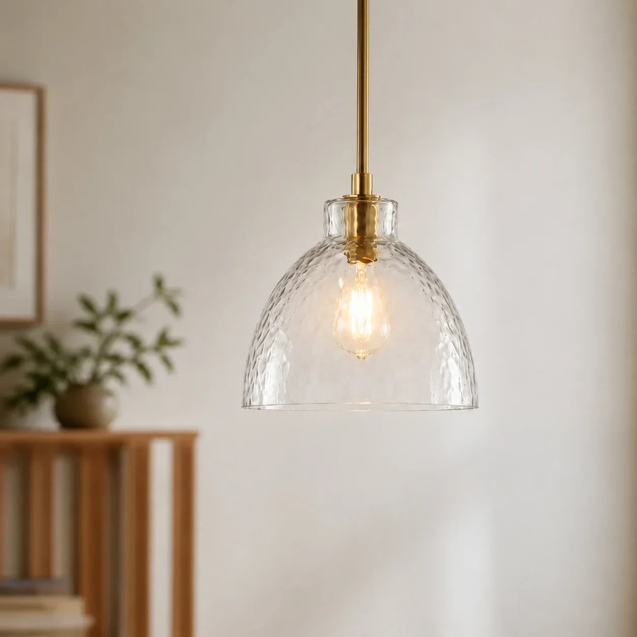Geslepen Glazen Hanglamp Farmhouse Stijl – Amber of Helder Glas – Messing, Zwart of Nikkel Afwerking