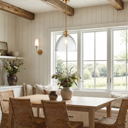 Geslepen Glazen Hanglamp Farmhouse Stijl – Amber of Helder Glas – Messing, Zwart of Nikkel Afwerking