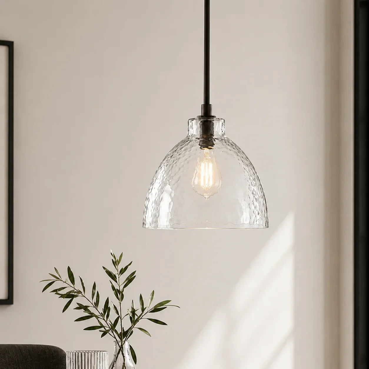 Geslepen Glazen Hanglamp Farmhouse Stijl – Amber of Helder Glas – Messing, Zwart of Nikkel Afwerking
