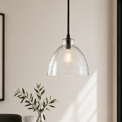 Geslepen Glazen Hanglamp Farmhouse Stijl – Amber of Helder Glas – Messing, Zwart of Nikkel Afwerking