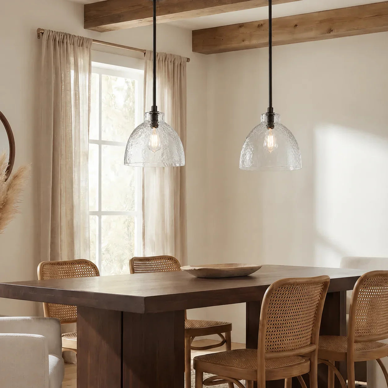 Geslepen Glazen Hanglamp Farmhouse Stijl – Amber of Helder Glas – Messing, Zwart of Nikkel Afwerking