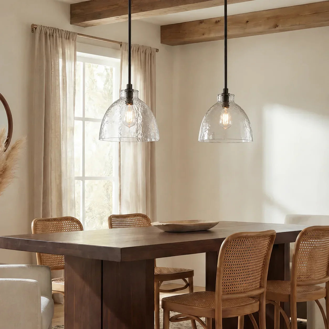 Geslepen Glazen Hanglamp Farmhouse Stijl – Amber of Helder Glas – Messing, Zwart of Nikkel Afwerking