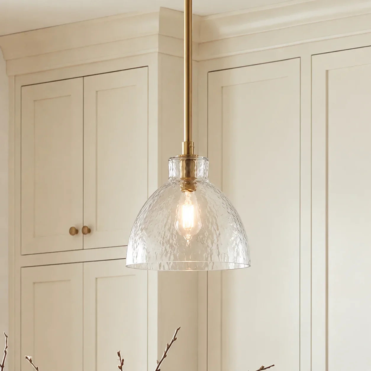 Geslepen Glazen Hanglamp Farmhouse Stijl – Amber of Helder Glas – Messing, Zwart of Nikkel Afwerking