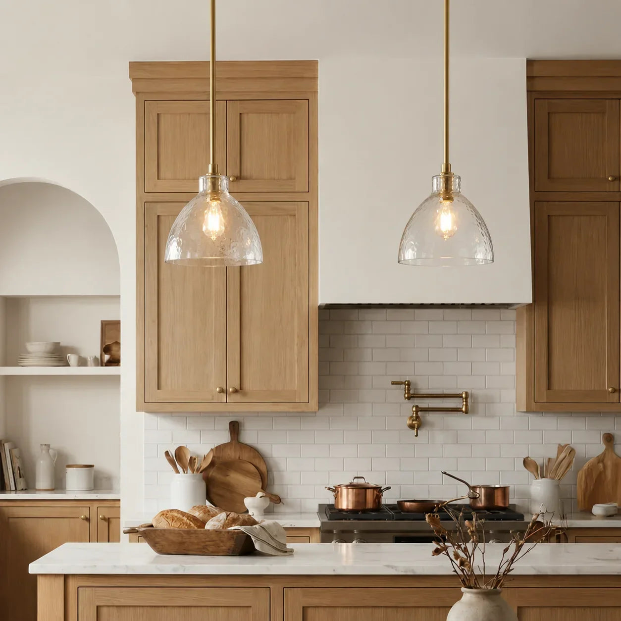 Geslepen Glazen Hanglamp Farmhouse Stijl – Amber of Helder Glas – Messing, Zwart of Nikkel Afwerking