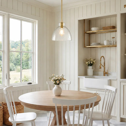 Geslepen Glazen Hanglamp Farmhouse Stijl – Amber of Helder Glas – Messing, Zwart of Nikkel Afwerking