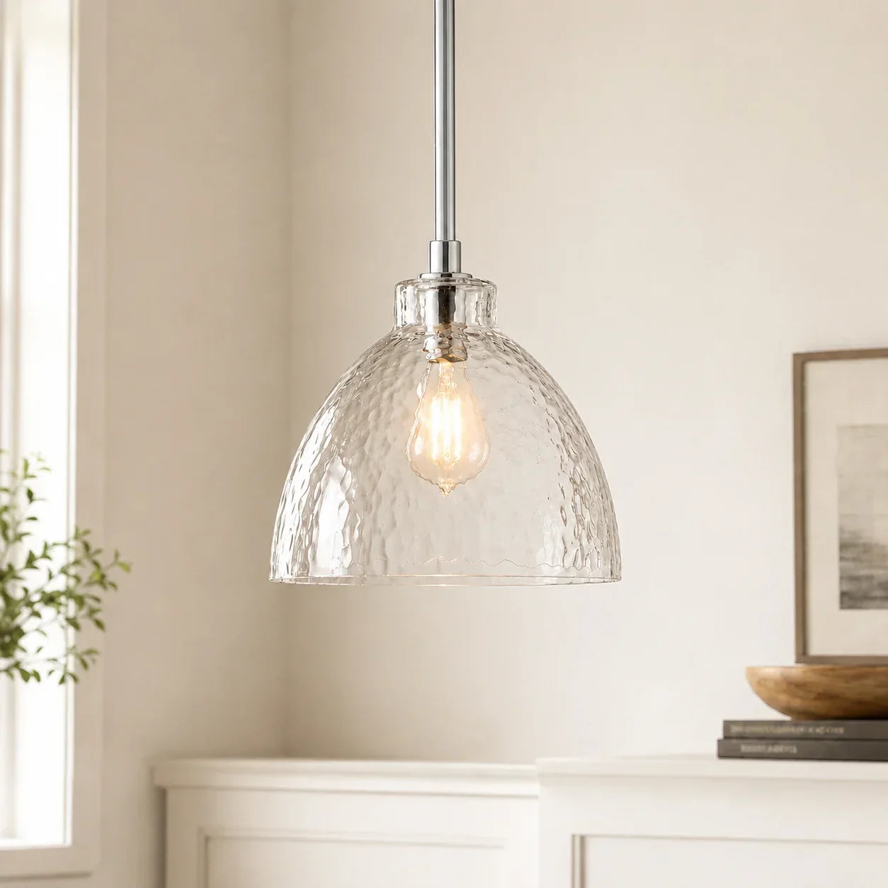 Geslepen Glazen Hanglamp Farmhouse Stijl – Amber of Helder Glas – Messing, Zwart of Nikkel Afwerking