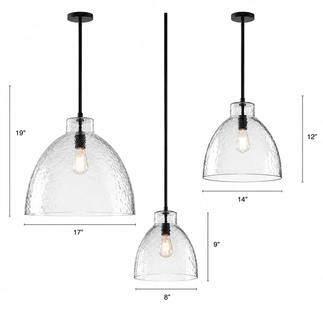 Geslepen Glazen Hanglamp Farmhouse Stijl – Amber of Helder Glas – Messing, Zwart of Nikkel Afwerking