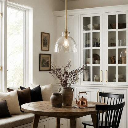Geslepen Glazen Hanglamp Farmhouse Stijl – Amber of Helder Glas – Messing, Zwart of Nikkel Afwerking