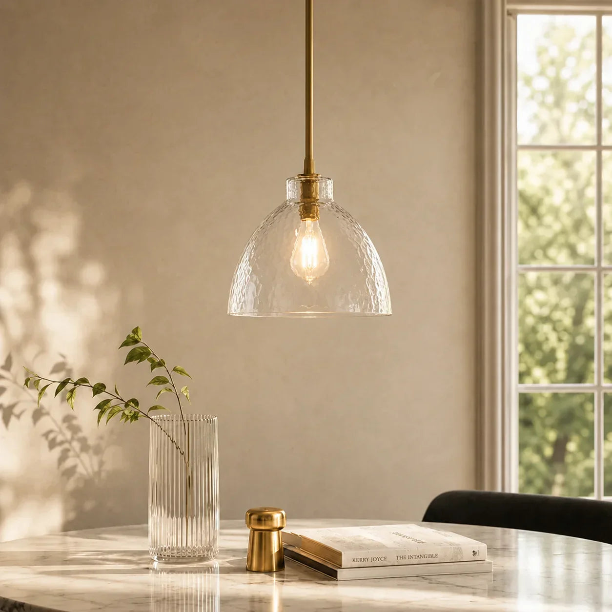 Geslepen Glazen Hanglamp Farmhouse Stijl – Amber of Helder Glas – Messing, Zwart of Nikkel Afwerking