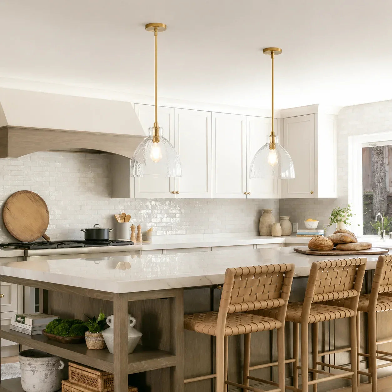 Geslepen Glazen Hanglamp Farmhouse Stijl – Amber of Helder Glas – Messing, Zwart of Nikkel Afwerking
