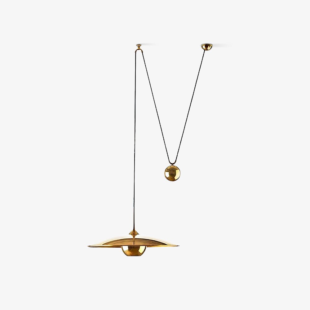 Verstelbare Hanglamp met Tegengewicht — Industriële Metalen Pendellamp in Chroom of Goud