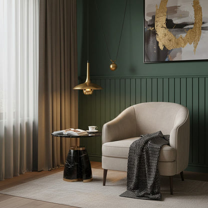 Verstelbare Hanglamp Onos – Hoogte-instelbaar met Tegengewichtbal – Chroom of Goud Metaal – Vintage 1970s Design – Retro Pendelverlichting voor Eettafel en Keukeneiland