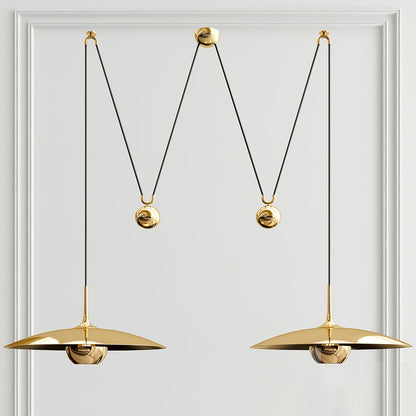 Verstelbare Hanglamp Onos – Hoogte-instelbaar met Tegengewichtbal – Chroom of Goud Metaal – Vintage 1970s Design – Retro Pendelverlichting voor Eettafel en Keukeneiland