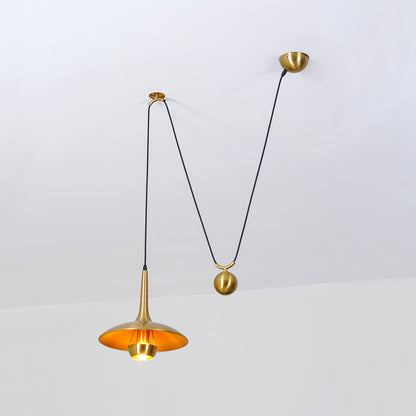 Verstelbare Hanglamp Onos – Hoogte-instelbaar met Tegengewichtbal – Chroom of Goud Metaal – Vintage 1970s Design – Retro Pendelverlichting voor Eettafel en Keukeneiland