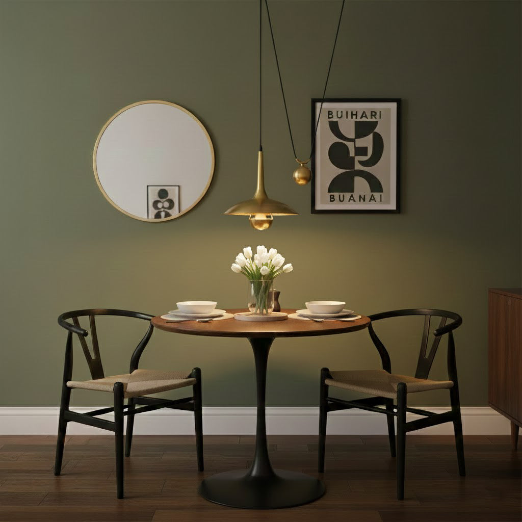 Verstelbare Hanglamp Onos – Hoogte-instelbaar met Tegengewichtbal – Chroom of Goud Metaal – Vintage 1970s Design – Retro Pendelverlichting voor Eettafel en Keukeneiland