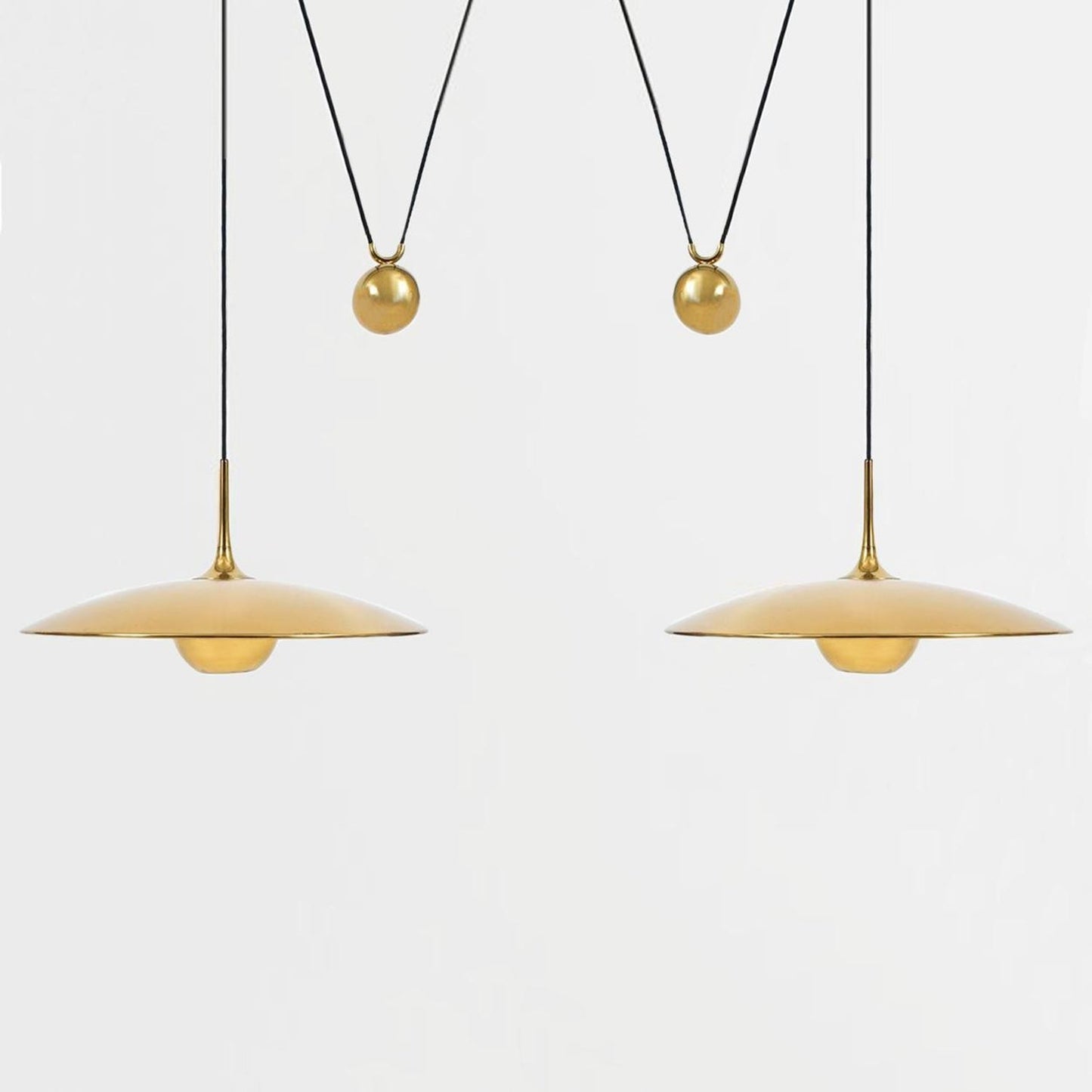 Verstelbare Hanglamp met Tegengewicht — Industriële Metalen Pendellamp in Chroom of Goud