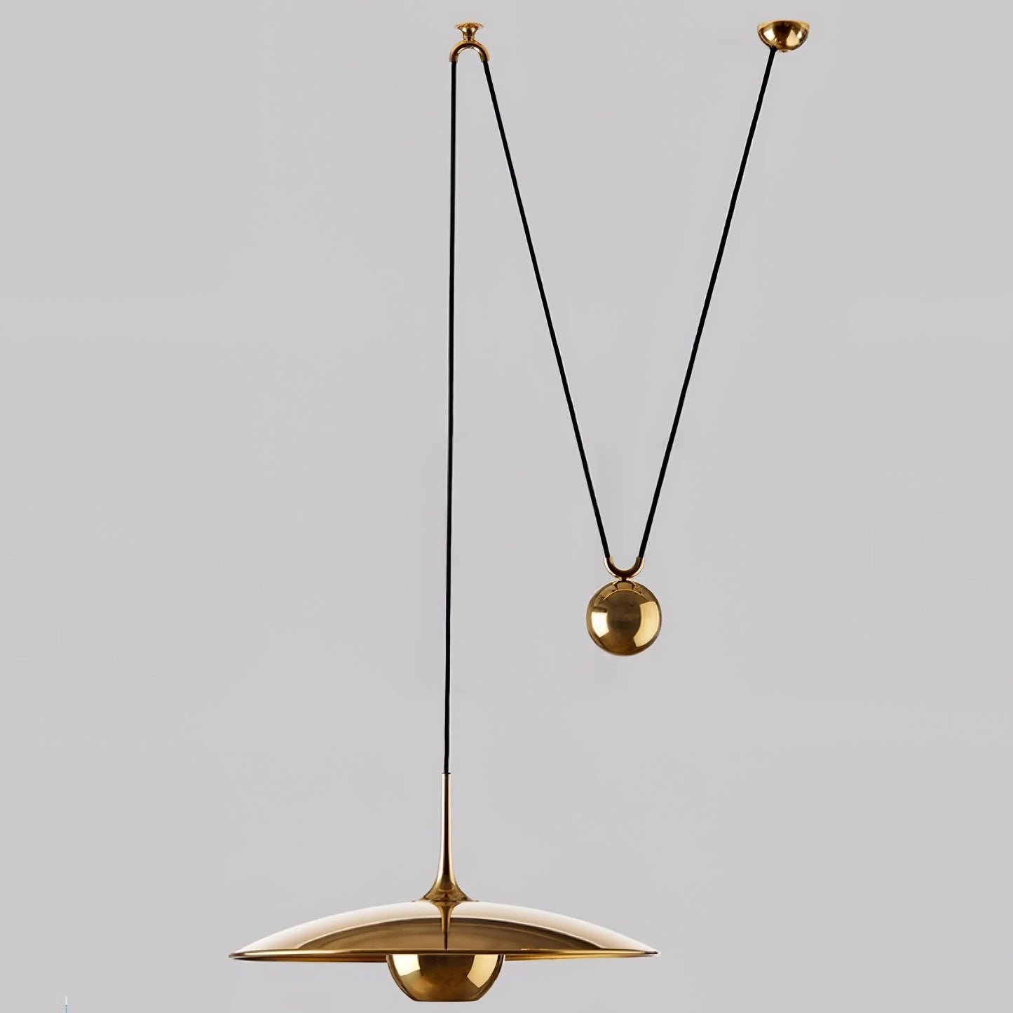 Verstelbare Hanglamp met Tegengewicht — Industriële Metalen Pendellamp in Chroom of Goud