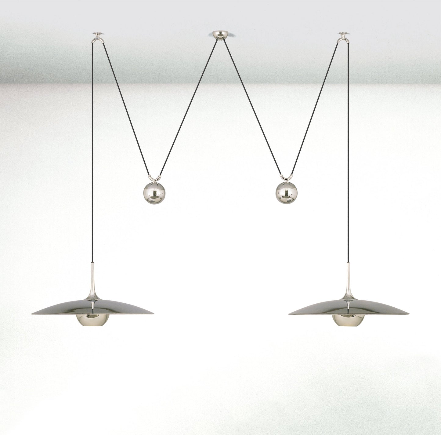Verstelbare Hanglamp met Tegengewicht — Industriële Metalen Pendellamp in Chroom of Goud