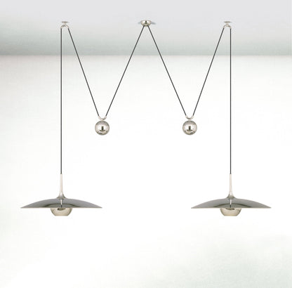 Verstelbare Hanglamp met Tegengewicht — Industriële Metalen Pendellamp in Chroom of Goud
