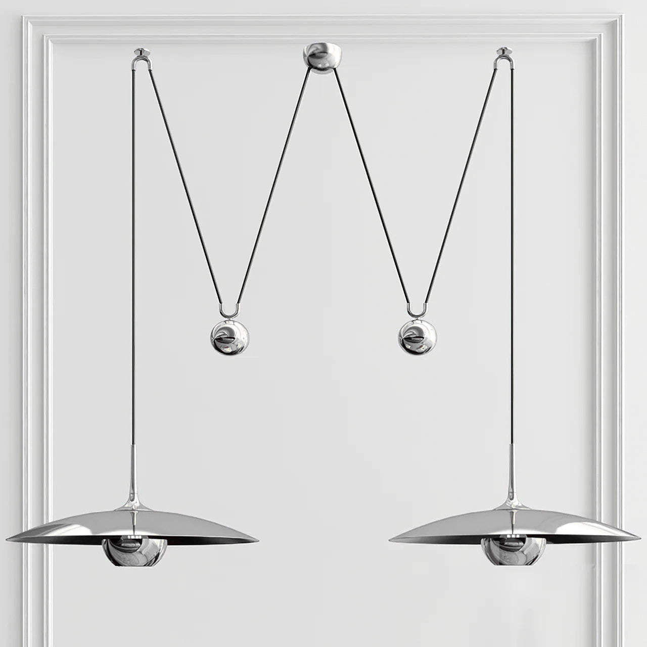 Verstelbare Hanglamp met Tegengewicht — Industriële Metalen Pendellamp in Chroom of Goud