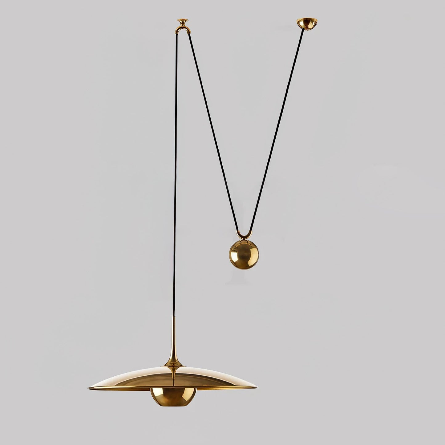 Verstelbare Hanglamp met Tegengewicht — Industriële Metalen Pendellamp in Chroom of Goud