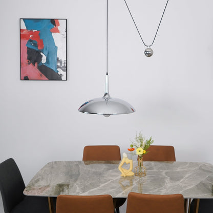 Verstelbare Hanglamp met Tegengewicht — Industriële Metalen Pendellamp in Chroom of Goud