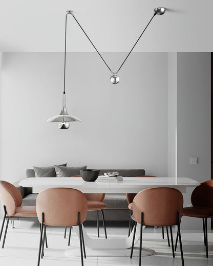 Verstelbare Hanglamp met Tegengewicht — Industriële Metalen Pendellamp in Chroom of Goud