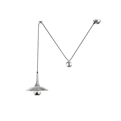 Verstelbare Hanglamp Onos – Hoogte-instelbaar met Tegengewichtbal – Chroom of Goud Metaal – Vintage 1970s Design – Retro Pendelverlichting voor Eettafel en Keukeneiland