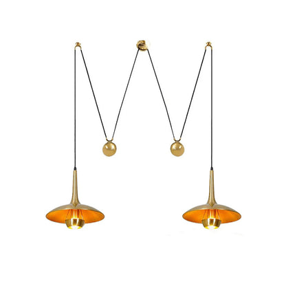 Verstelbare Hanglamp Onos – Hoogte-instelbaar met Tegengewichtbal – Chroom of Goud Metaal – Vintage 1970s Design – Retro Pendelverlichting voor Eettafel en Keukeneiland