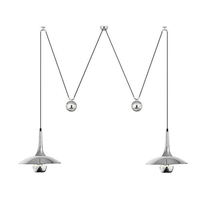 Verstelbare Hanglamp Onos – Hoogte-instelbaar met Tegengewichtbal – Chroom of Goud Metaal – Vintage 1970s Design – Retro Pendelverlichting voor Eettafel en Keukeneiland