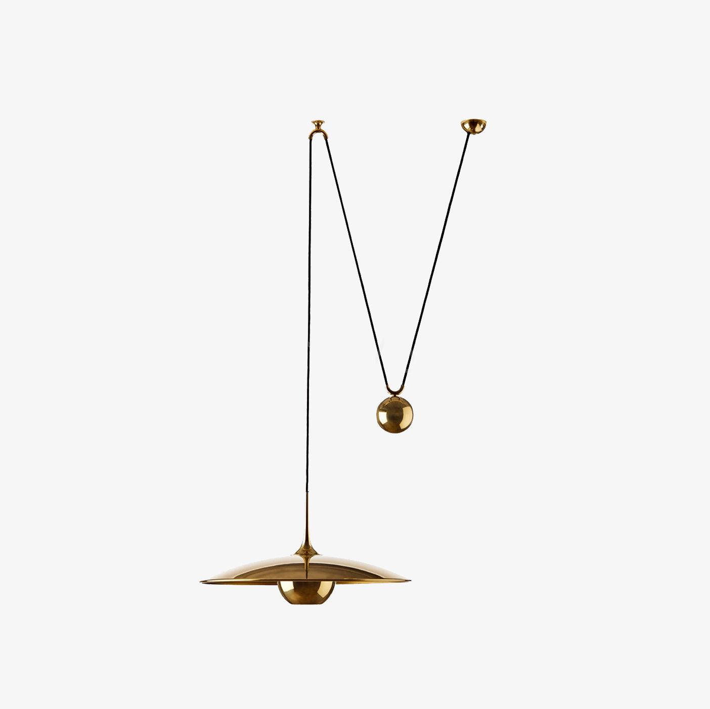 Verstelbare Hanglamp met Tegengewicht — Industriële Metalen Pendellamp in Chroom of Goud