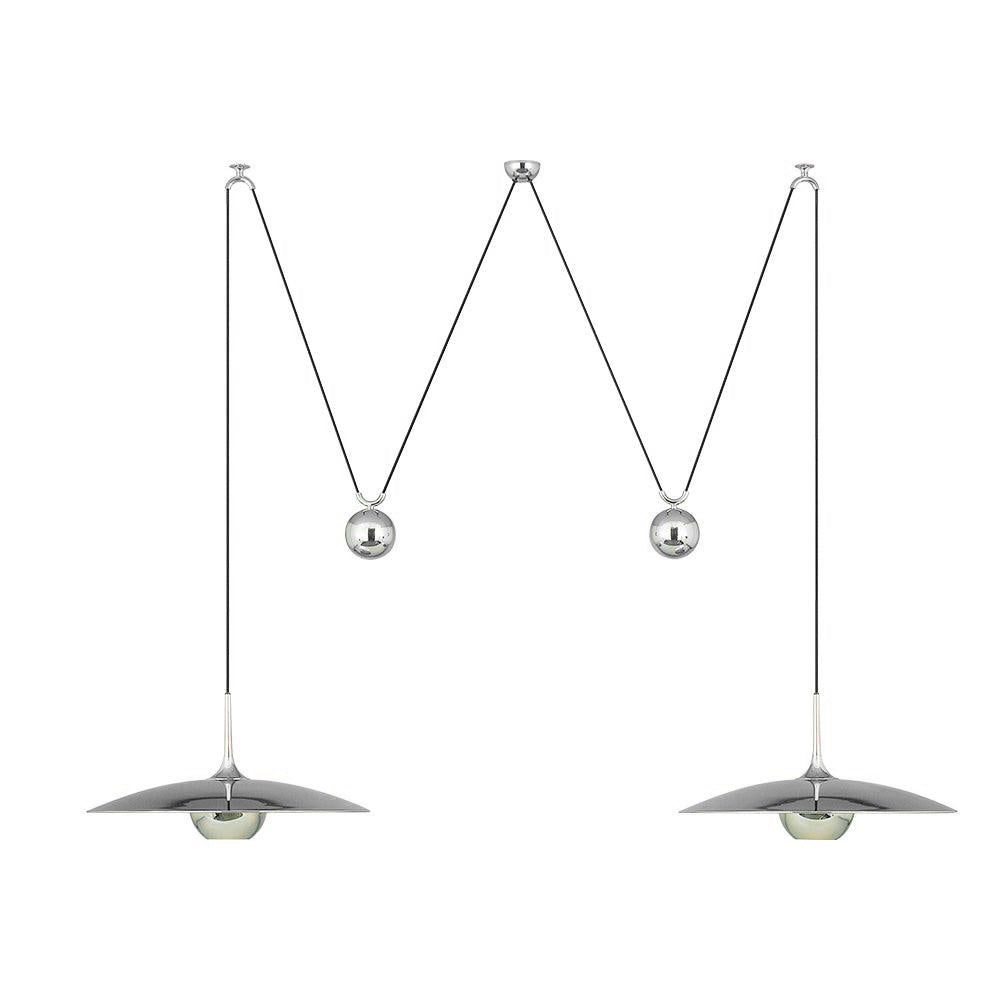 Verstelbare Hanglamp met Tegengewicht — Industriële Metalen Pendellamp in Chroom of Goud