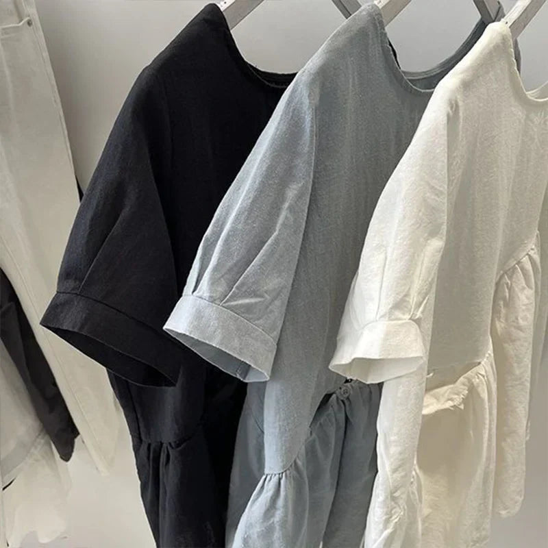 Katoenen Poppenblouse Zomerse Linnen Stijl voor Vrouw