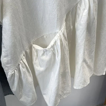 Katoenen Poppenblouse Zomerse Linnen Stijl voor Vrouw