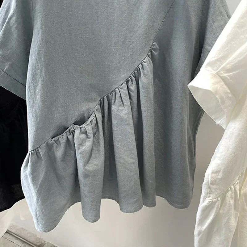 Katoenen Poppenblouse Zomerse Linnen Stijl voor Vrouw