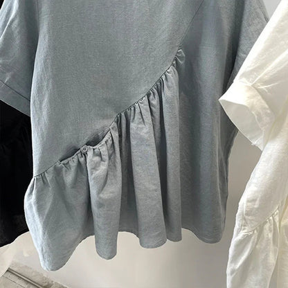 Katoenen Poppenblouse Zomerse Linnen Stijl voor Vrouw