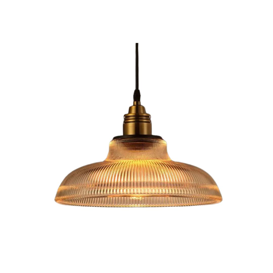 Vilion glazen hanglamp E27 geribbeld glas goud eetkamer keuken industriële verlichting modern hanglamp glaslamp