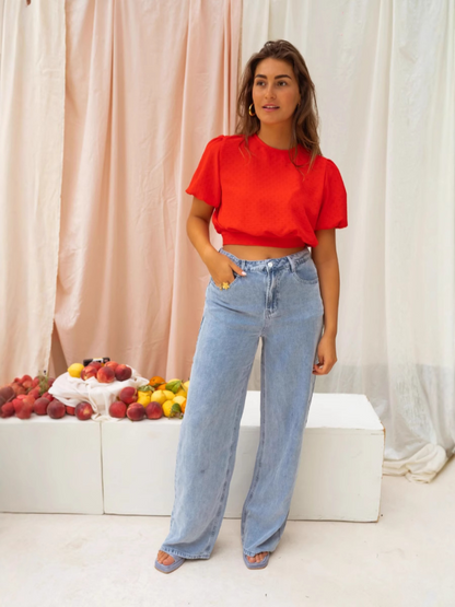 Dames Cropped Blouse Lichtgewicht Zomerstijl