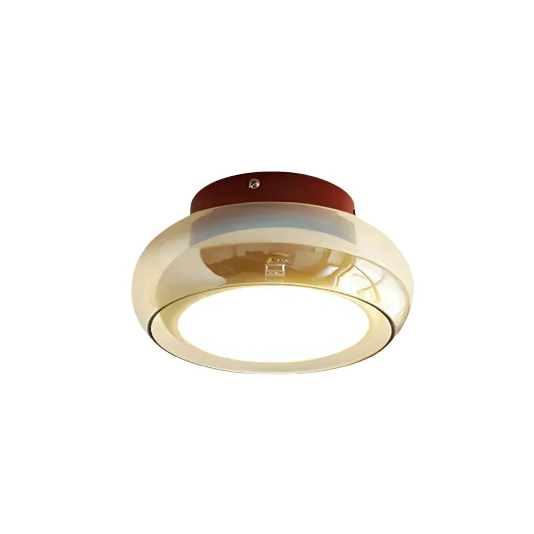 Plafondlamp Glas LED 24W Amber Woonkamer Hal Retro Design Compact Modern